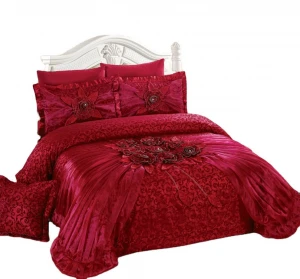 Lace new design polyester wedding bedding bedspread quilted sheet set turkey wedding bedding set