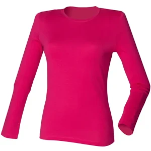 Ladys Casual Long Sleeve T-Shirt 100% Cotton Breathable Knitted O-Neck Solid Print Patterns Logo Blank Bangladesh Export