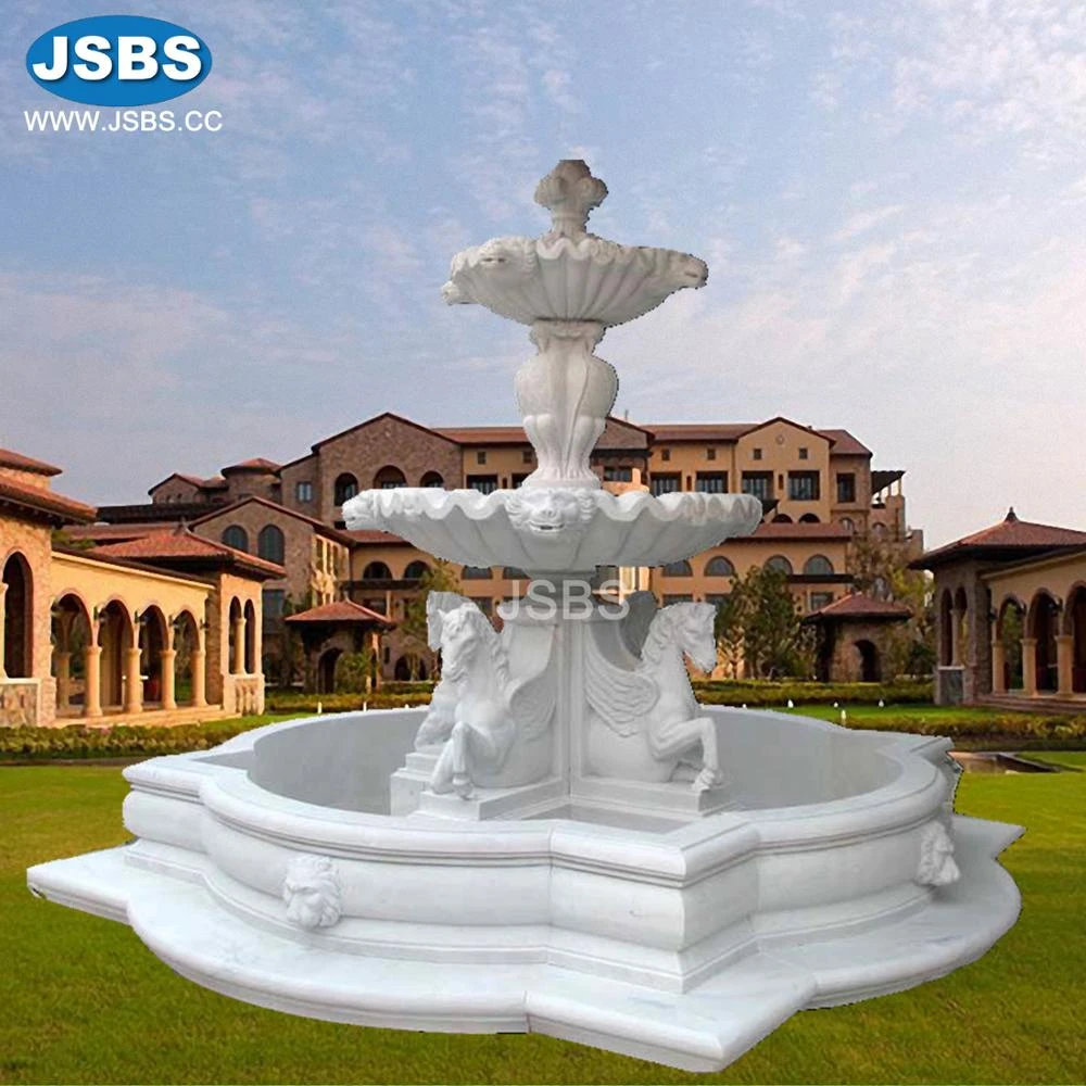 landscape luxury home garden decorative outdoor large white marble horse stone water fountain