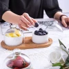 Lanfengye Nordic Creative Salad Bowl with Lid Ceramic Tableware Snack Bowl Fruit Dessert Bowl Set