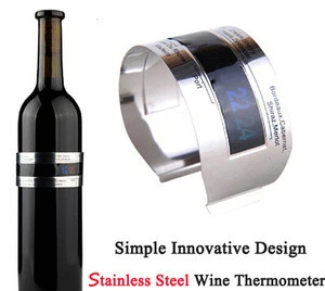 LCD Stainless Steel Wine Bracelet Thermometer / wine bottle thermometer / wine cooler thermometer