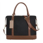 Leather Trim Travel Overnight Tote Handbag