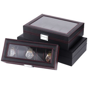 Leather/Carbon Fiber Watch Box Storage Box Organizer for Display Holder Case, travel watch organizer box