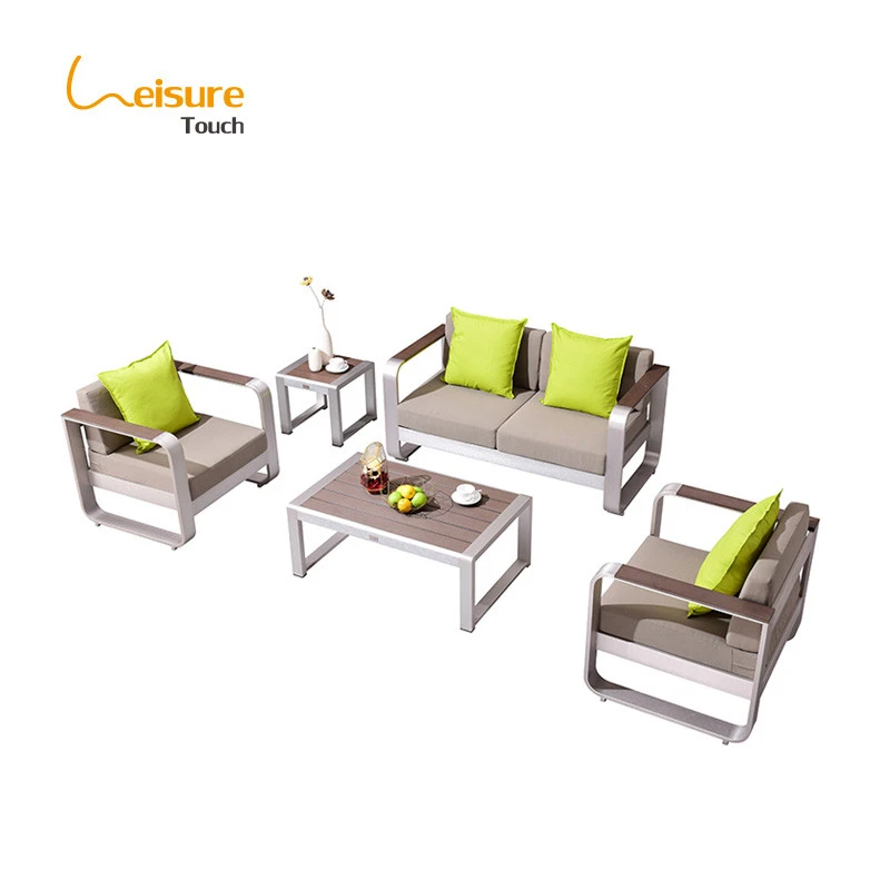 LeisureTouch Patio Aluminum Frame Modern Outdoor Garden Furniture Sofa Set