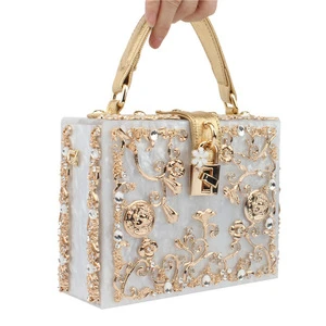 LETODE 2019 latest fashion  Women Sparkling Crystal Clutch Purse Elegant Acrylic Evening Bags For Wedding Party Handbag Pursey