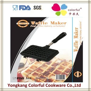 LFGB FDA 2015 new design box packing metal Waffle Maker pan double fry pan double waffle maker yongkang
