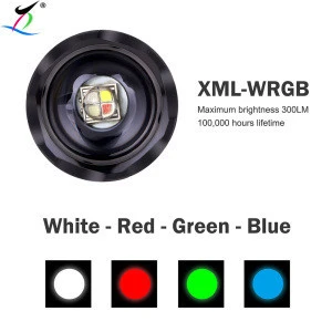 Limited-time Free Shipping Amazon Hot Selling Zoomable Red Green Blue White Hunting Light RGBW Led Flashlight Torch