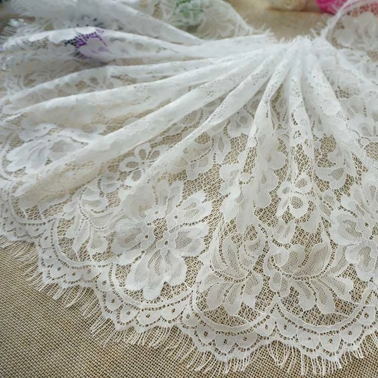 Lingerie accessory flower bilateral chantilly lace trim ivory