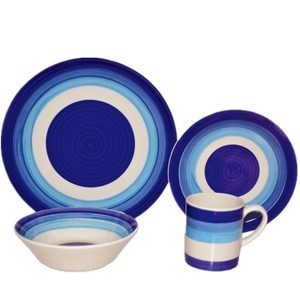 Low factory price china dinnerware blue  vajilla de porcelana 16pcs arcopal dinner set