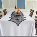 luxury custom color black white lace decor table runner for halloween event
