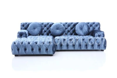 Luxury Fabric Furniture Set Chesterfield Velvet Fabric Corner Sofa