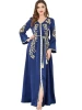 Luxury Islamic Clothing V Neck Embroidery Satin Winter Abayas Beading Saudi Arabia  Abaya Women Muslim Dress