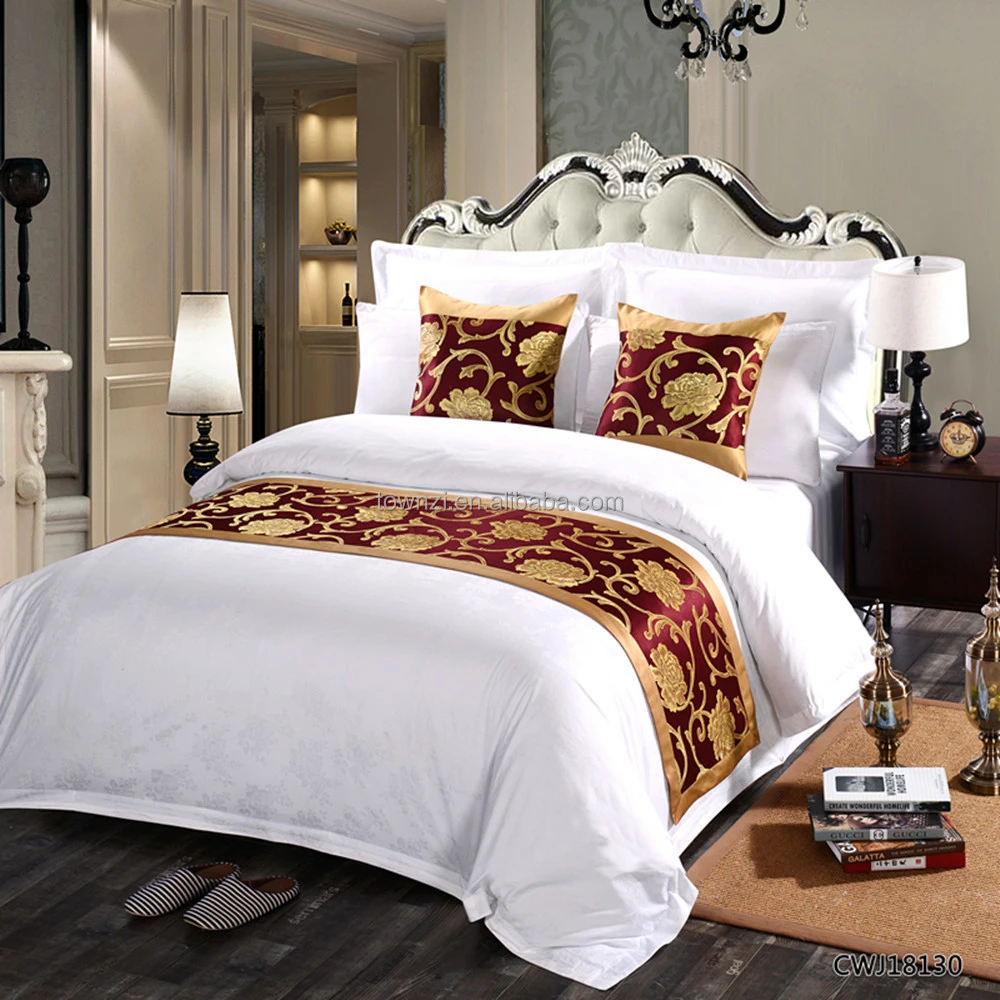 luxury white bedding set hotel  5 star hotel living room 100% cotton bedding set