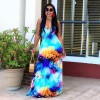 LW -  L9141 Comfortable sun dresses women casual summer tie dye maxi dress v - neck sling beach dress 2021