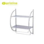 Made in Taiwan High quality 2 tier Multifunction wall mount bathroom metal towel chrome shelf rack bracket for bathroom