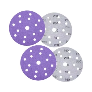 Manufacture 6inch 15holes purple ceramic hook and loop sand paper abrasive sanding discs for polishing abrasive tools