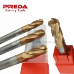 Manufacturer ferramentas CNC Cutting Tools 4 Flutes HRC65 TiSiN Coated Solid Carbide Ball Nose End Mill Milling Cutter