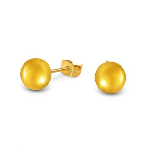 MECYLIFE fancy little gold bean earrings stainless steel stud earrings baby gold earrings