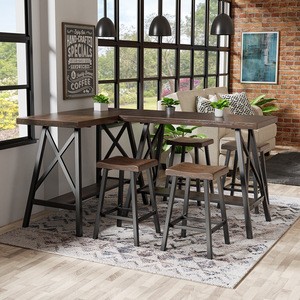 Medium Weathered bar table chairs furniture Wooden Counter Height Tablebar table chairs