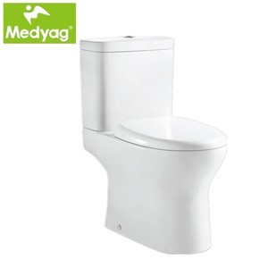 Medyag CE western watermark Modern dual-flush Europe high quality soft closing rimless washdown Two Piece WC Toilet bowl
