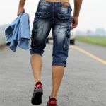 Men Hip Hop Loose Drawstring Casual Blue Denim Beach Shorts Cotton New Summer Bermuda Biker Jeans Short Fashion Streetwear