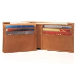 Mens Vera pelle wallet Top Grain Leather Vintage Passcase Bifold Leather Wallet with RFID/NFC Blocking
