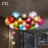 Modern Colorful Cluster Ball Chandeliers Indoor Lighting Lamps Hanging Hand Blown Glass Pendant Light