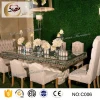 modern mirror glass top rectangle dinning table set with pendant