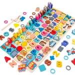 Montessori Multifunction Counting Board Wooden Toys Geometric Cognition Kids Math Toys Early Educational Toys for Children