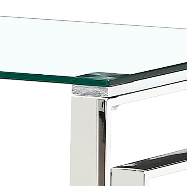Morden Rectangle Base Console Table Glass Top Hallway Corner Console Table