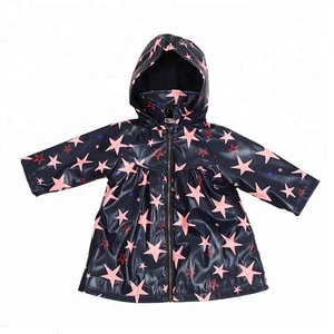 Most Popular Waterproof Printed Pattern PU Kids Rain Jackets /Rain Gear /Rain Coat for Girls
