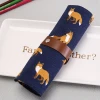 multifunction trendy soft cartoon print jute cylindrical folding pencil roll up bag girly fabric pencil case for girls