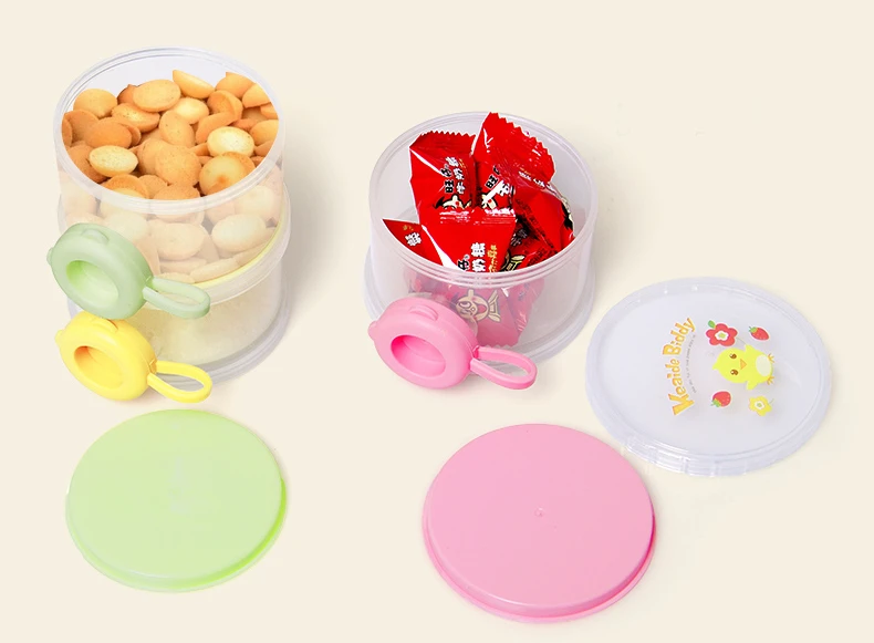 Multifunctional PP Formula Dispenser 3 Layers Baby Portable Milk Powder Box Toddle Snacks Container