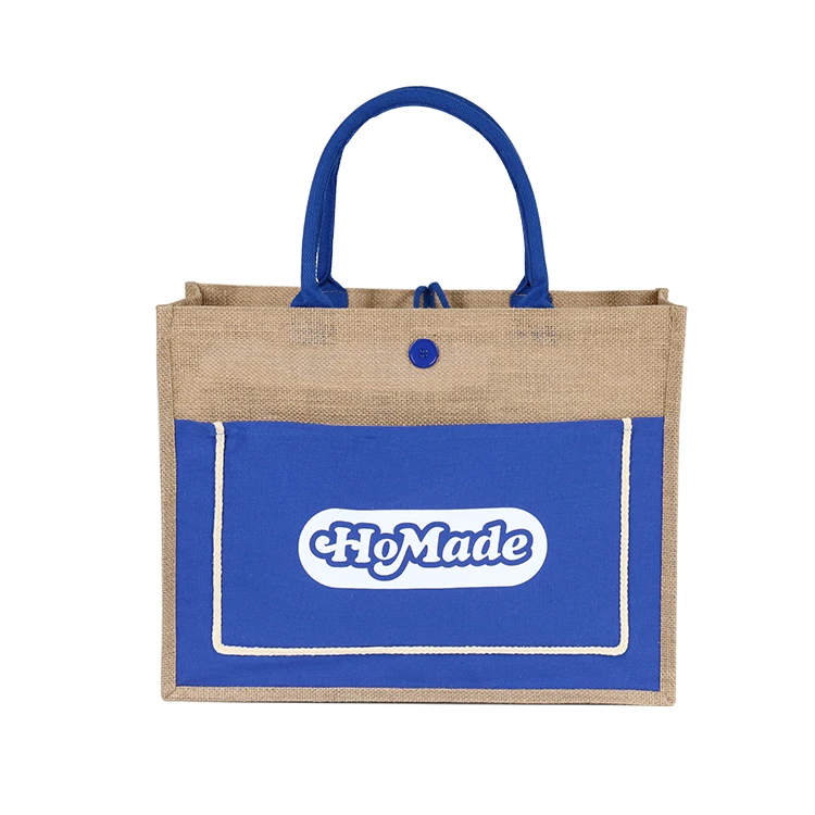 Natural Burlap Eco Friendly Shopping Bags Reusable Coloured Jute Tote Bag Wholesale Online