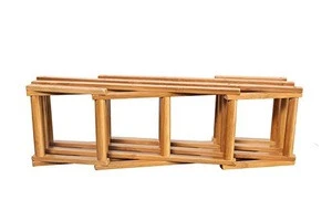 Natural Eco-Friendly FDA SGS Certificate Foldable Bamboo Wooden Wine Rack 10 Bottles