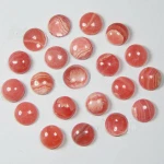 Natural Wholesale Rhodochrosite Round Cabochon Flat Back Loose Gemstone