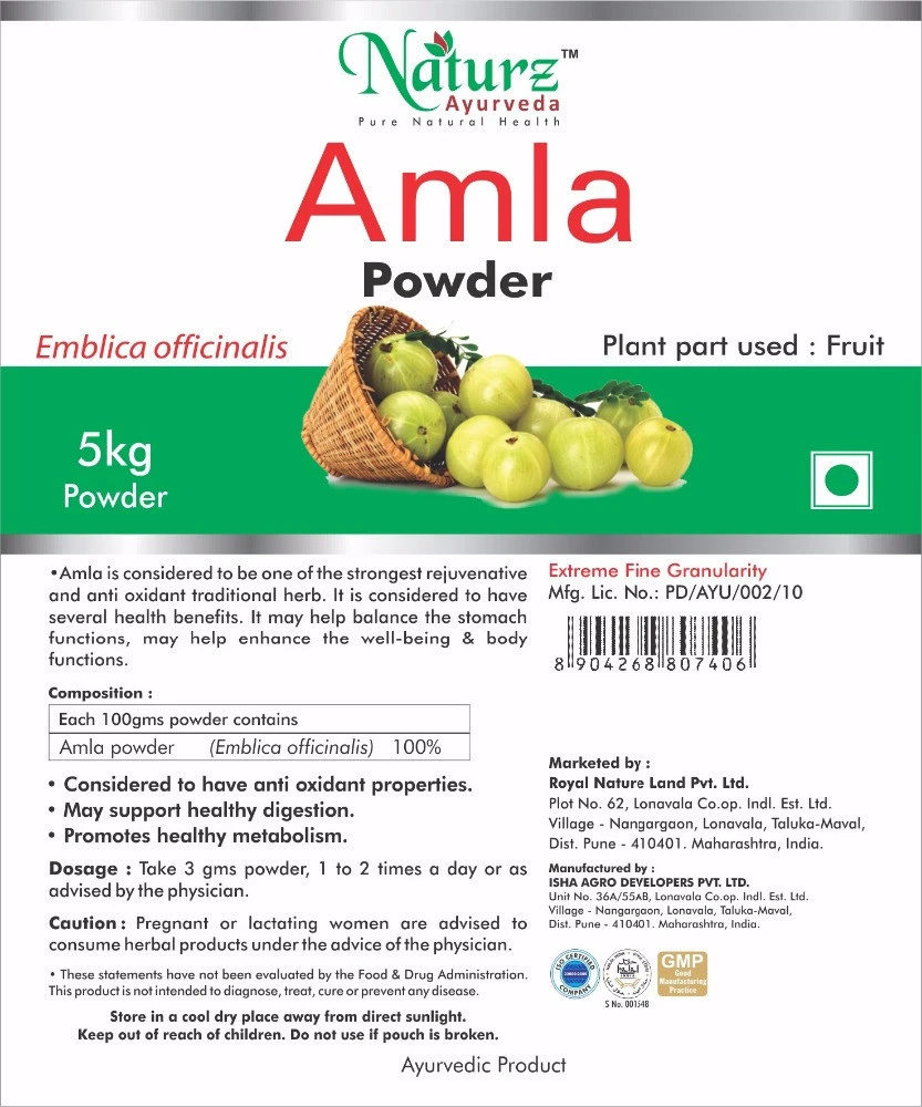 Naturz Ayurveda Amla/gooseberry Powder - 100% Natural 5 kg Value Pack - For Digestion and Immunity