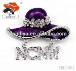NCNW PURPLE hat brooch ON RHINESTONE