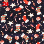 New arrival 155cm 220gsm 95% cotton 5% lycra jersey knitting fabric christmas socks custom print for pajamas