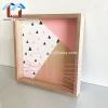 new design decorative wooden plaque/ wall shelf twined by pink cord