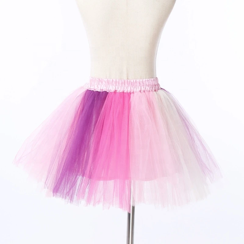 New Design Girls Colorful Veil Skirts Rainbow Elastic Waistband Stylish Ballet Dance Tutu Skirts