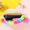New Student Large-Capacity Rainbow Color Plush Pencil Bag Stationery Ladies Sequined Pencil Case