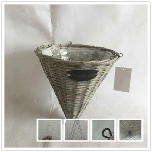new style practical cone handcraft hanging basket with chain and lined with polybag
