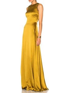Newest Fashion Womens Formal Long Gown Gold Elegant Maxi Evening Dress 2018