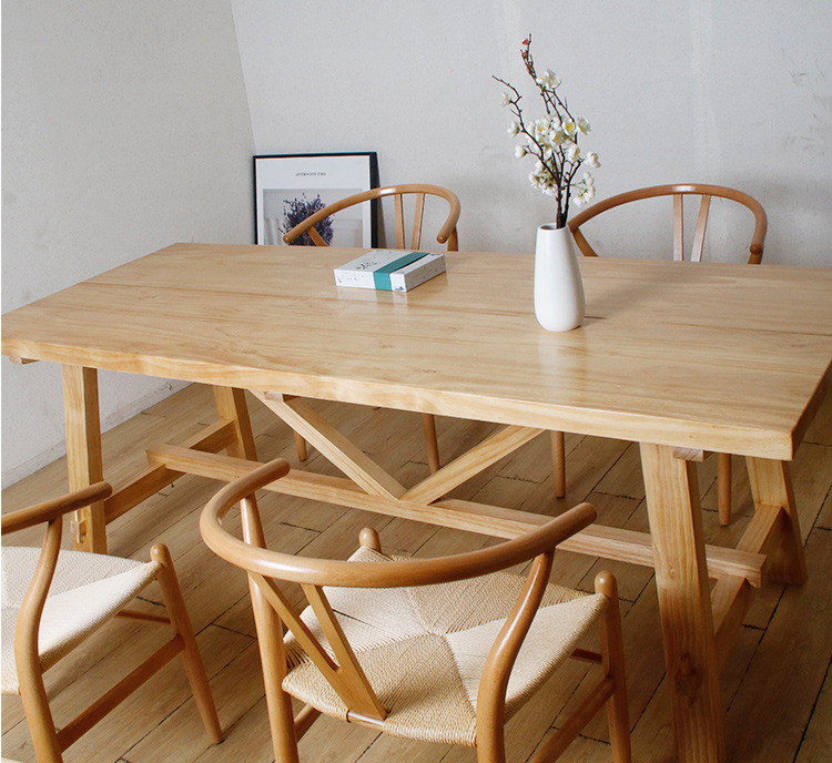 Buy Nordic Solid Wood Rectangular Dining Room Furniture Simple Log ...