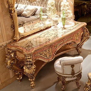 OE-FASHION luxury villa gold color dresser with mirror