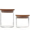OEM Suppliers Heat Resistant Borosilicate Glass jars with Bamboo Lid