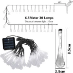 Outdoor Solar Lights Strings 20ft 30 LED 32ft 50LED Waterproof Crystal Raindrop Decorative Light for Garden Yard Tree Wedding