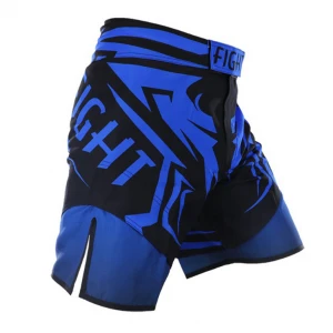 Pakistan made high quality custom mens black mma shorts 100% polyester side slit fight shorts by Custom Fight Gears