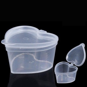 Party 2OZ/70ML HEART Food Storage Container  with Lid Heavy Duty Clear Cups 2OZ Heart Shape Parfait Cups Sauce Chutney PILL BOX